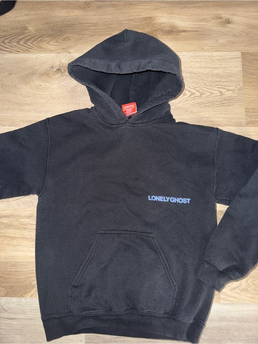 LONELY GHOST Black Crewneck Sweatshirt with Blue Logo - Picture 3 of 7
